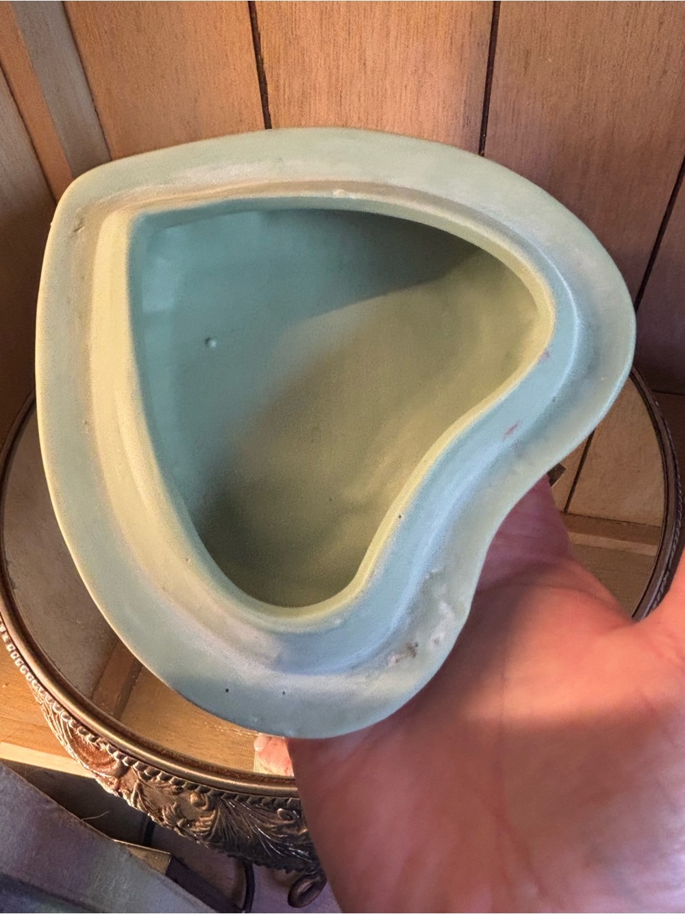 Heart-Shaped Decorative Trinket Box with Cameo Detail - Pale Aqua - Picture 8 of 16
